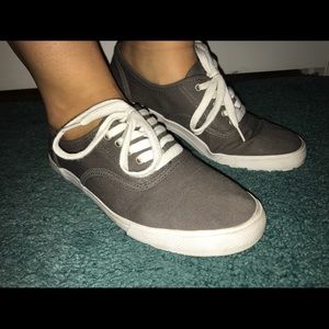 Gray casual sneakers.